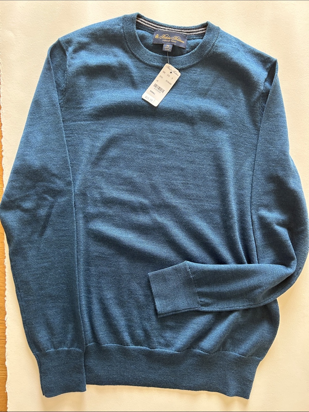 Brooks Brothers Men's Teal-Blue Crewneck Sweater